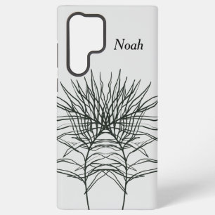 Samsung S22 Ultra Case Light Gray Leaf Lines Galaxy Hülle