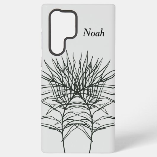 Samsung S22 Ultra Case Light Gray Leaf Lines Galaxy Hülle (Rückseite)