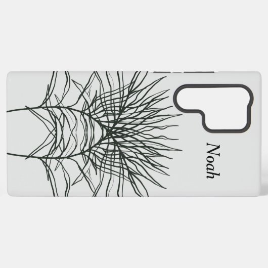 Samsung S22 Ultra Case Light Gray Leaf Lines Galaxy Hülle (Rückseite (Horizontal))