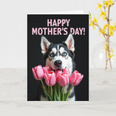 Samt-Tulpen-Hund-Muttertagskarte Karte (Gelbe Blume)