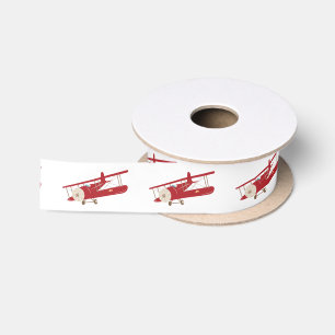 Samtband im Vintage-Stil mit rotem Flugzeug Satinband