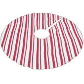 Samtbandstreifen, tiefrot und weiß polyester weihnachtsbaumdecke (Schrägansicht)