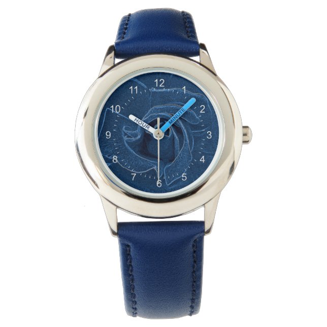samtblaue Rose Armbanduhr (Vorderseite)