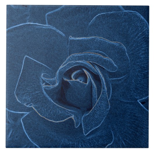 samtblaue Rose Fliese (Vorderseite)
