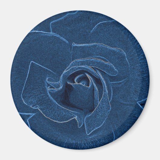 samtblaue Rose Magnet (Vorne)