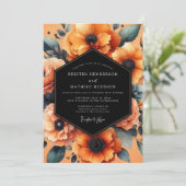 Samtblume Noir Painterly Hochzeit Einladung (Stehend Vorderseite)