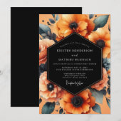 Samtblume Noir Painterly Hochzeit Einladung (Vorne/Hinten)
