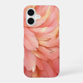 Samtene Blütenblättchen – Luxuriöser rosa Federblü iPhone 16 Hülle (Rückseite)