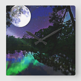 Samtene Nacht Quadratische Wanduhr