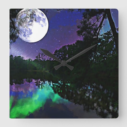 Samtene Nacht Quadratische Wanduhr (Vorderseite)