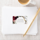 Samtene Pflaumen-Garten-Blumen-Grün-Hochzeit  Adressaufkleber (Insitu)