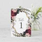 Samtene Pflaumen-Garten-Blumen-Grün-Hochzeit  Einladung (Stehend Vorderseite)