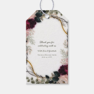 Samtene Pflaumen-Garten-Blumen-Grün-Hochzeit  Geschenkanhänger