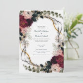 Samtene Pflaumen-Garten-Blumen-Hochzeit  Einladung (Stehend Vorderseite)