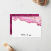 Samtene Pink Achat Geode Script-Typografie Mitteilungskarte (Vorderseite/Rückseite Beispiel)
