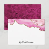 Samtene Pink Achat Geode Script-Typografie Mitteilungskarte (Vorne/Hinten)