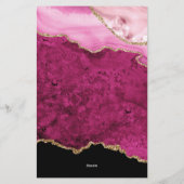 Samtene Pink Gold Achat Geode Script Typografie Briefpapier (Rückseite)