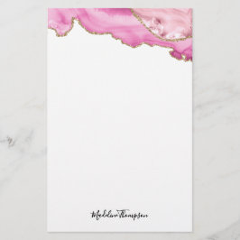 Samtene Pink Gold Achat Geode Script Typografie Briefpapier