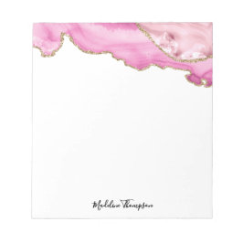 Samtene Pink Gold Achat Geode Script Typographie Notizblock