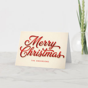Samtene rote Retro-Schrift Frohe Weihnachten