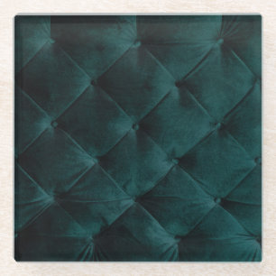 Samtgrün: Malachit-Textil-Eleganz Glasuntersetzer