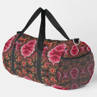 Samtig weiches rosa Blumen-Look-Fraktal-Abstrakt Duffle Bag
