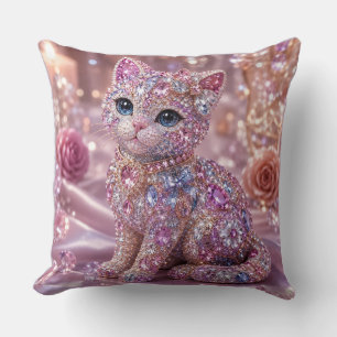 Samtige Katze Nacht Ästhetik Druck Kissen