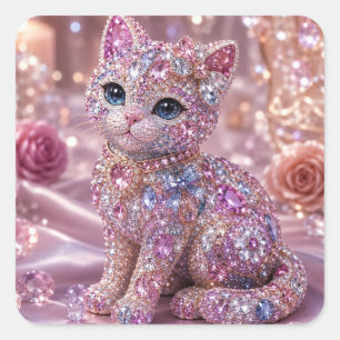 Samtige Katze Nacht Ästhetik Druck Quadratischer Aufkleber