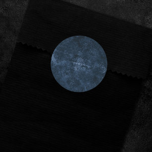 Samtiger Navy Damast Dunkelblauer Grunge Barock Runder Aufkleber