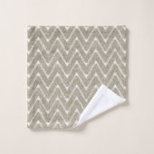 Samtiger Sandbraun Chevron-Muster Badhandtuch Set (Waschlappen)