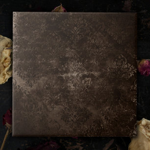 Samtiges Bronze-Damaskus   Brauner Barock-Grunge Fliese