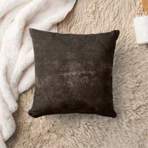 Samtiges Bronze-Damaskus Brauner Barock-Grunge Kissen