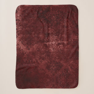 Samtiges Henna-Damaskus Roter abgenutzter Grunge Sherpadecke