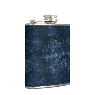 Samtiges Navy Damast Dunkelblauer Grunge Barock Flachmann