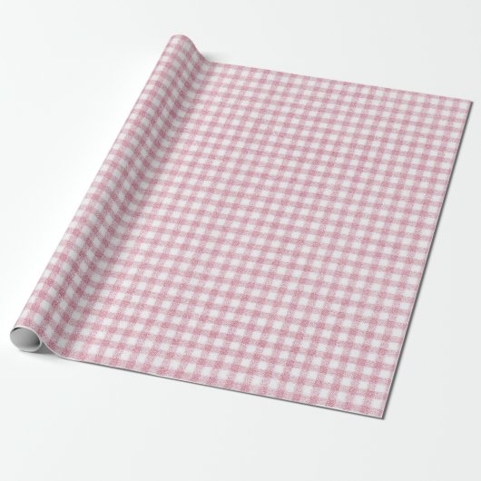 Samtiges Rosa und Weißes Kleines Gingham Charm Geschenkpapier (Ungerollt)