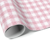 Samtiges Rosa und Weißes Kleines Gingham Charm Geschenkpapier (Rolleneckpunkt)