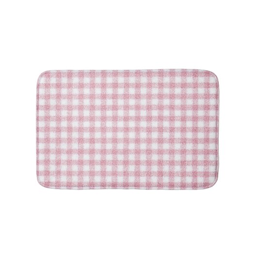 Samtiges Rosa-Weiß-Gingham-Charm Badematte (Vorderseite)