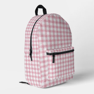 Samtiges Rosa-Weiß-Gingham-Charm Bedruckter Rucksack