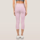 Samtiges Rosa-Weiß-Gingham-Charm Capri Leggings (Rückseite)