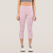 Samtiges Rosa-Weiß-Gingham-Charm Capri Leggings (Vorderseite)