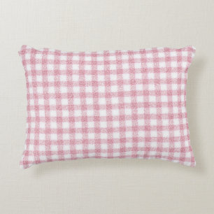 Samtiges Rosa-Weiß-Gingham-Charm Dekokissen