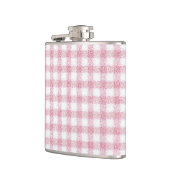 Samtiges Rosa-Weiß-Gingham-Charm Flachmann (Links)