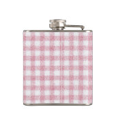 Samtiges Rosa-Weiß-Gingham-Charm Flachmann (Rückseite)
