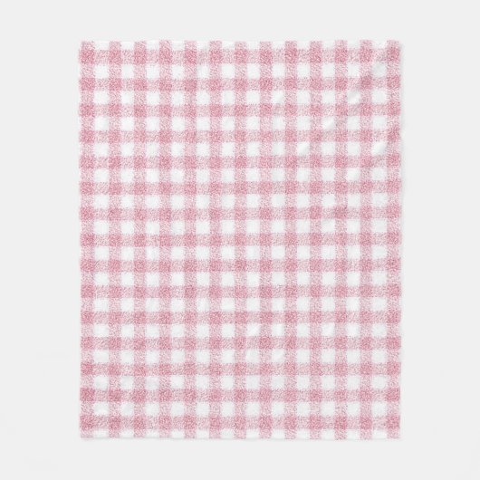 Samtiges Rosa-Weiß-Gingham-Charm Fleecedecke (Vorderseite)