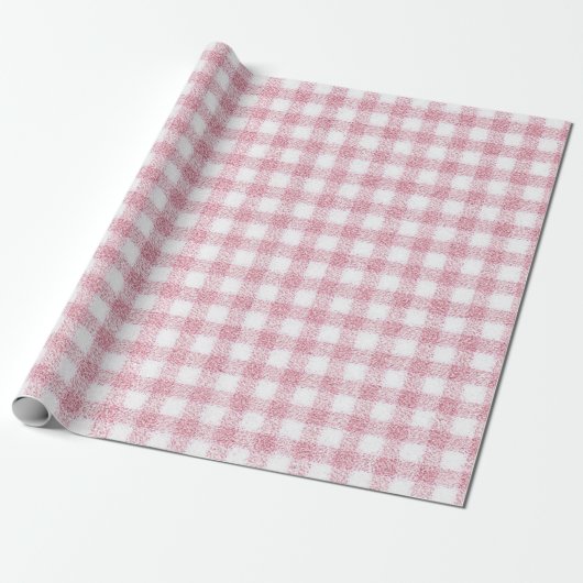 Samtiges Rosa-Weiß-Gingham-Charm Geschenkpapier (Ungerollt)