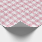 Samtiges Rosa-Weiß-Gingham-Charm Geschenkpapier (Ecke)
