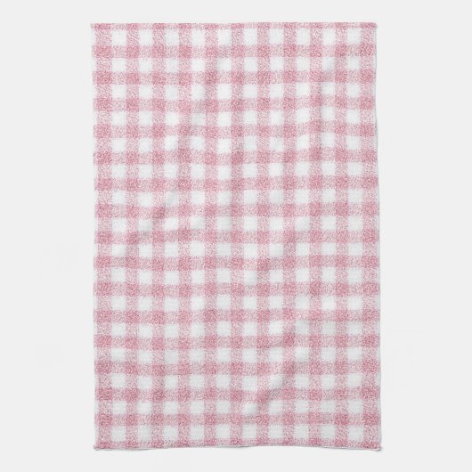 Samtiges Rosa-Weiß-Gingham-Charm Geschirrtuch (Vertikal)