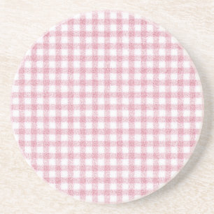 Samtiges Rosa-Weiß-Gingham-Charm Getränkeuntersetzer