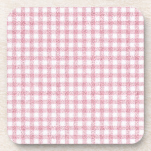 Samtiges Rosa-Weiß-Gingham-Charm Getränkeuntersetzer
