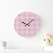 Samtiges Rosa-Weiß-Gingham-Charm Große Wanduhr (Zuhause)